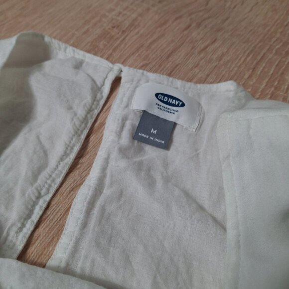 Old Navy Short White Cotton Eyelet Dress Size M Cotton Lined A-Line - Picture 13 of 14